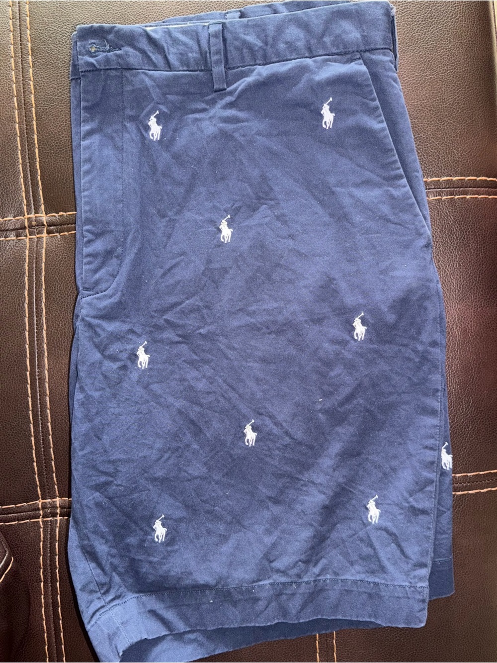 Polo Ralph Lauren Navy Blue Allover Pony Embroidered Chino Shorts Men’s